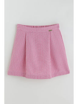 One Friday - Girls Pink A-Line Fit Yarn Dyed Skirt