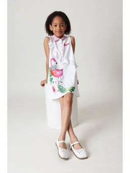 One Friday - Girls White A-Line Sleeveless Dress