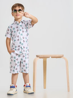 Kids Island - Adorable Flower Print Shirt & Shorts (Set of 2)