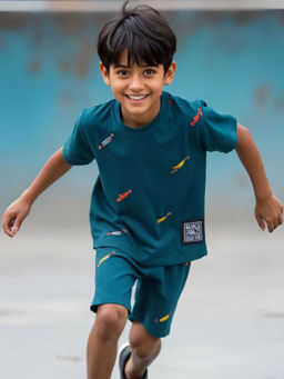 Napchief - Teal Race Track Cars Shirts & Shorts (Set of 2)