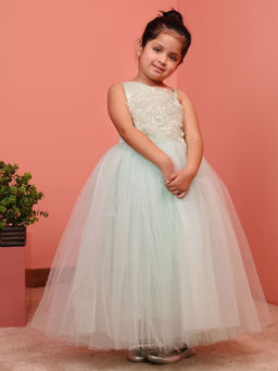 Toy Balloon Kids - Sea Green Girls Party Wear Dress