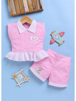 Toonyport - Girls Pink Cotton Top & Shorts (Set of 2)