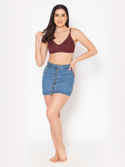 Clovia - Non-Padded Non-Wired Full Cup Bra in Maroon - Cotton