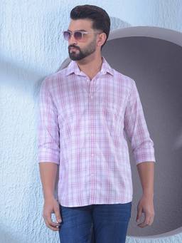 CRIMSOUNE CLUB - Pink Cotton Full Sleeves Shirt