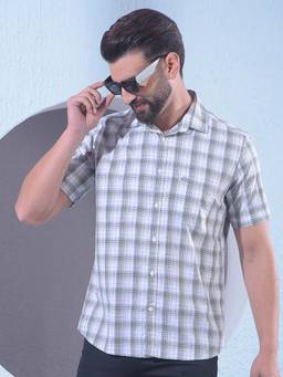 CRIMSOUNE CLUB - Green Cotton Half Sleeves Shirt