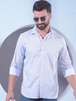 CRIMSOUNE CLUB - White Cotton Blend Full Sleeves Shirt