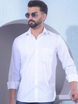 CRIMSOUNE CLUB - White Cotton Full Sleeves Shirt
