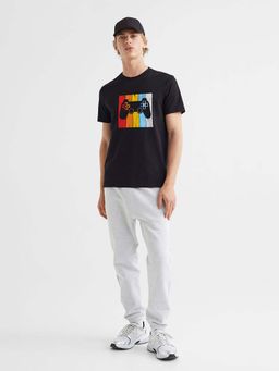 PRONK - Black Cotton Half Sleeves T-Shirt