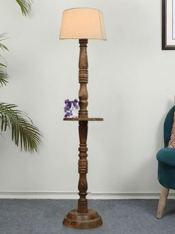 Homesake - Round Mabel Black Wood Floor Lamp Khadi