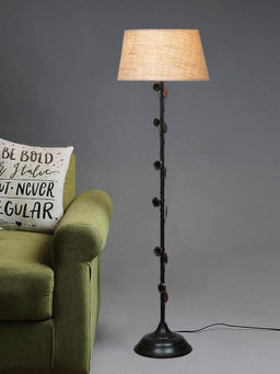 Homesake - Metal Floor Lamp Light Floral Jute