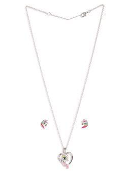 EL REGALO - Kids Girls Jewellery Necklace and Earrings Combo Silver (Set of 2)