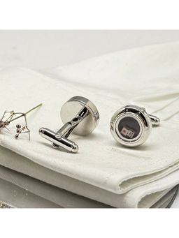 The Tie Hub - Black Round Mini Dice Brass Cufflinks