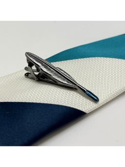 The Tie Hub - Feather Inspired Gunmetal Tie Clip with Blue Tip