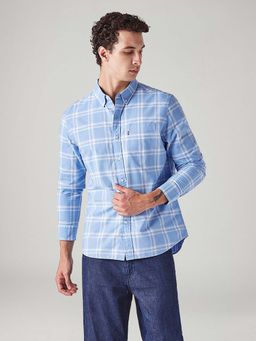 Levi's - Blue Checks Collar Neck Casual Shirt