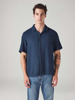 Levi's - Navy Blue Solid/Plain Collar Neck Casual Shirt