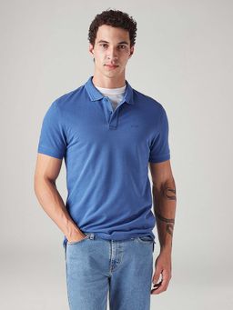 Levi's - Blue Textured Collar Neck Casual Polo T-Shirt
