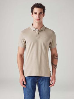 Levi's - Beige Solid/Plain Collar Neck Casual Polo T-Shirt