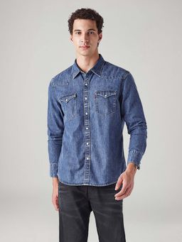 Levi's - Blue Textured Collar Neck Casual Shirt