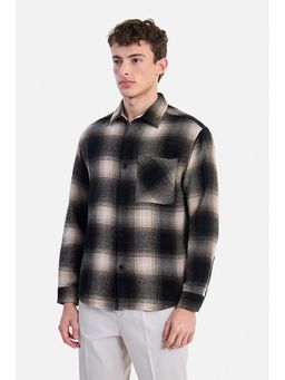 Snitch - Khaki Checks Collar Neck Casual Shirt