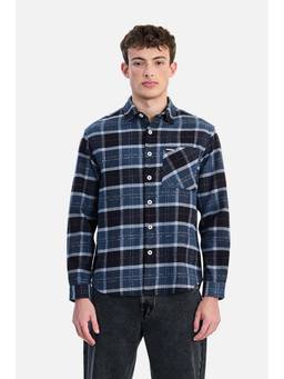 Snitch - Navy Blue Checks Collar Neck Casual Shirt