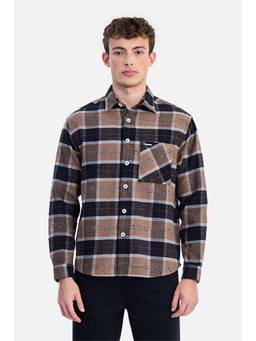 Snitch - Brown Checks Collar Neck Casual Shirt