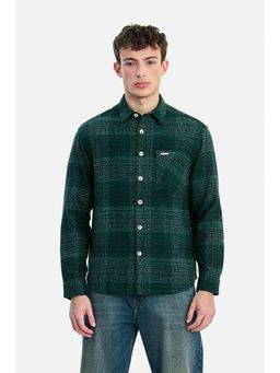Snitch - Green Checks Collar Neck Casual Shirt