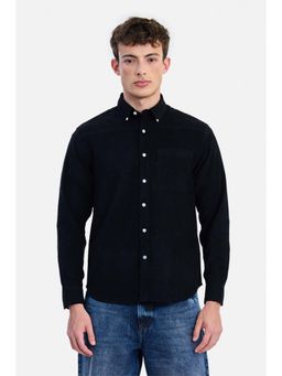 Snitch - Black Textured Collar Neck Casual Shirt