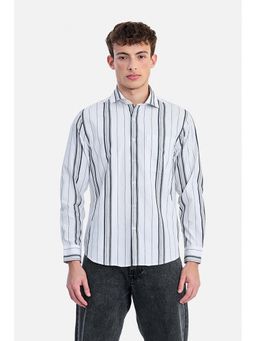 Snitch - White Stripes Collar Neck Casual Shirt