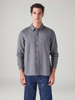 Levi's - Grey Solid/Plain Collar Neck Casual Shirt