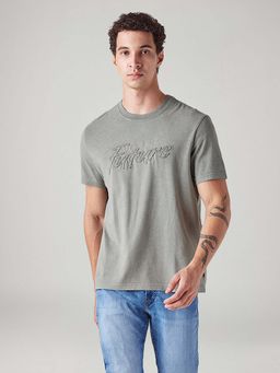 Levi's - Grey Embroidered Crew Neck Casual T-Shirt