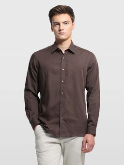 Arrow Newyork - Brown Stripes Collar Neck Formal Shirt