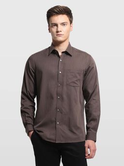 Arrow Newyork - Brown Stripes Collar Neck Formal Shirt