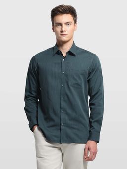 Arrow Newyork - Green Stripes Collar Neck Formal Shirt
