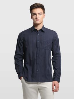 Arrow Newyork - Blue Stripes Collar Neck Casual Shirt