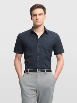 Arrow Newyork - Blue Textured Collar Neck Formal Shirt