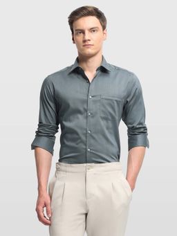Arrow - Green Textured Collar Neck Formal Shirt