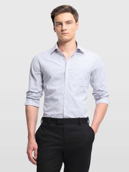 Arrow - Blue Textured Collar Neck Formal Shirt