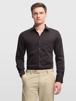 Arrow - Brown Solid/Plain Collar Neck Formal Shirt