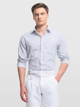 Arrow - Blue Textured Collar Neck Casual Shirt