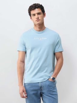 U.S. Polo Assn. Denim Co. - Blue Solid/Plain Crew Neck Casual T-Shirt