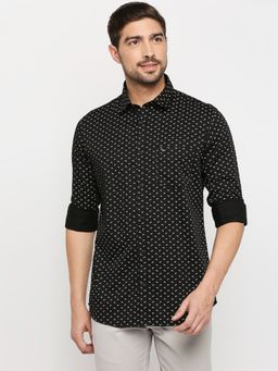 Spykar - Black Cotton Slim Fit Full Sleeve Casual Shirt