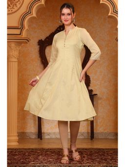 Aurelia - Women's Yellow Yarn Dyed Lurex Anarkali Kurta