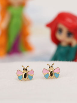 Praavy - 925 Sterling Silver The Beautiful Gold Butterfly Kids Studs