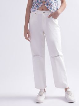 GANT - Women Off White Solid Mid-Rise Slim Fit Jeans