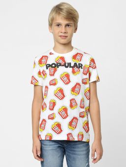 Jack & Jones Junior - Boys White Fries Print T-shirt