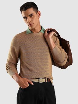 Tommy Hilfiger - Solid Regular Fit Cotton Sweater - Beige