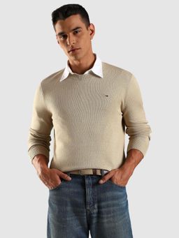 Tommy Hilfiger - Solid Slim Fit Cotton Sweater - Brown