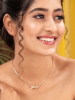 Saraf RS Jewellery - Matt Rose Gold Toned Love Minimal Chain Necklace