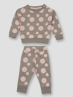 GJ Baby By Gini & Jony - Girls Khaki Cotton Sweatshirt with Joggers (Set of 2)