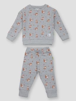 GJ Baby By Gini & Jony - Boys Grey Printed Cotton Sweatshirt with Joggers (Set of 2)